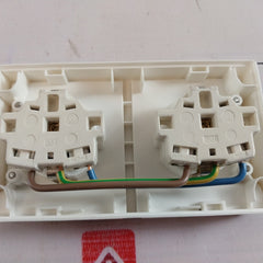 Busch-jaeger 790-3230 White 2 Gang Electrical Thermoplastic Plug Socket