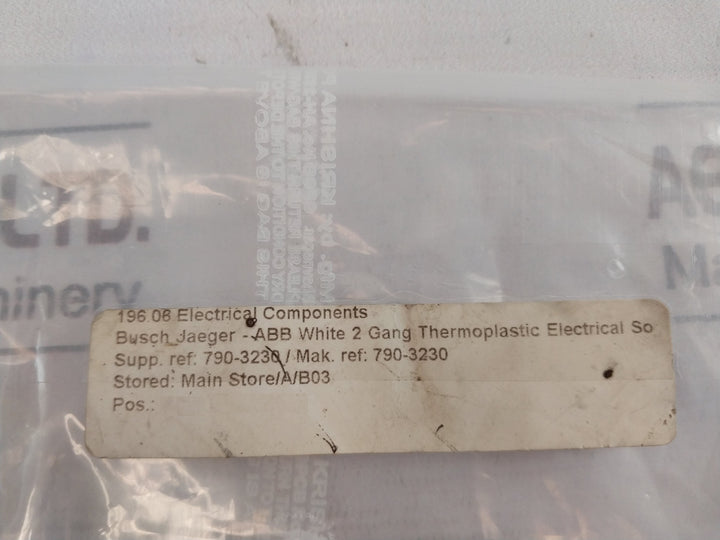 Busch-jaeger 790-3230 White 2 Gang Electrical Thermoplastic Plug Socket