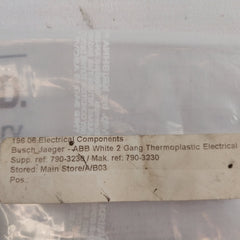 Busch-jaeger 790-3230 White 2 Gang Electrical Thermoplastic Plug Socket