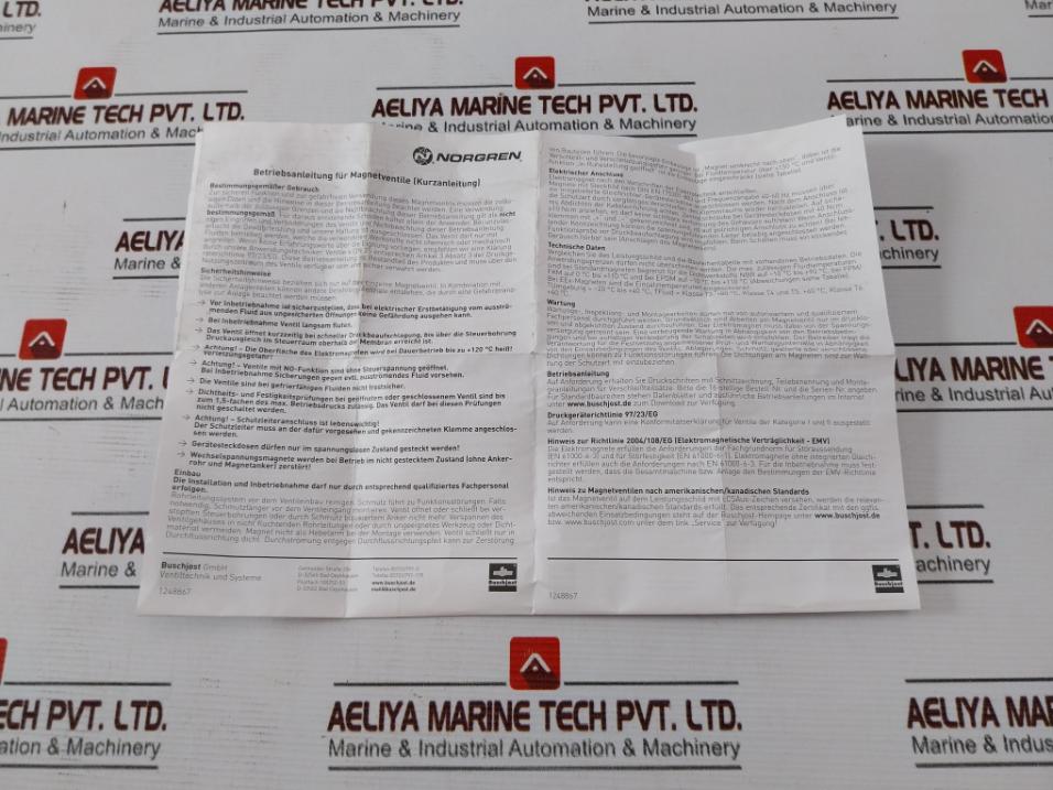 Buschjost 8253222.8001 Solenoid Valve With Device Socket 1258133 230V 50Hz 16Va&nbsp;