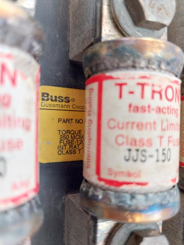 Bussmann 1B0089 Class T Modular Fuse Block 600v 200a W/ T-TRON JJS-150 Fuse