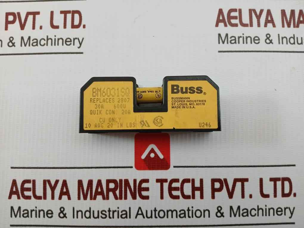 Bm6031Sq Fuse Block With Time-delay Fuse 600V Ac 30A Assembly Bussmann