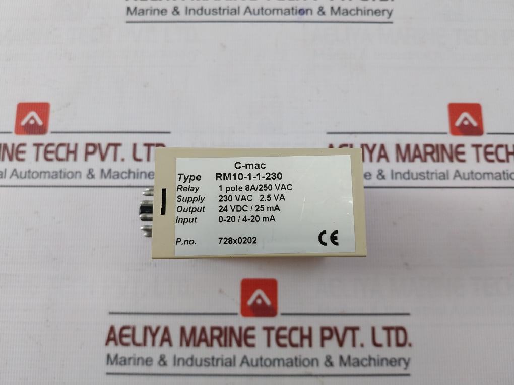 C-mac Rm10-1-1-230 Transducer Metering Current Relay 1 Pole 8A/250Vac 24Vdc/25Ma