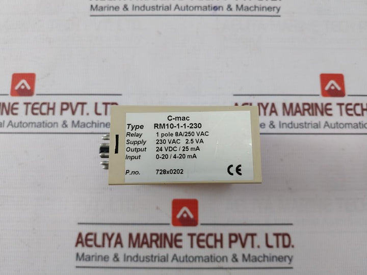 C-mac Rm10-1-1-230 Transducer Metering Current Relay 1 Pole 8A/250Vac 24Vdc/25Ma