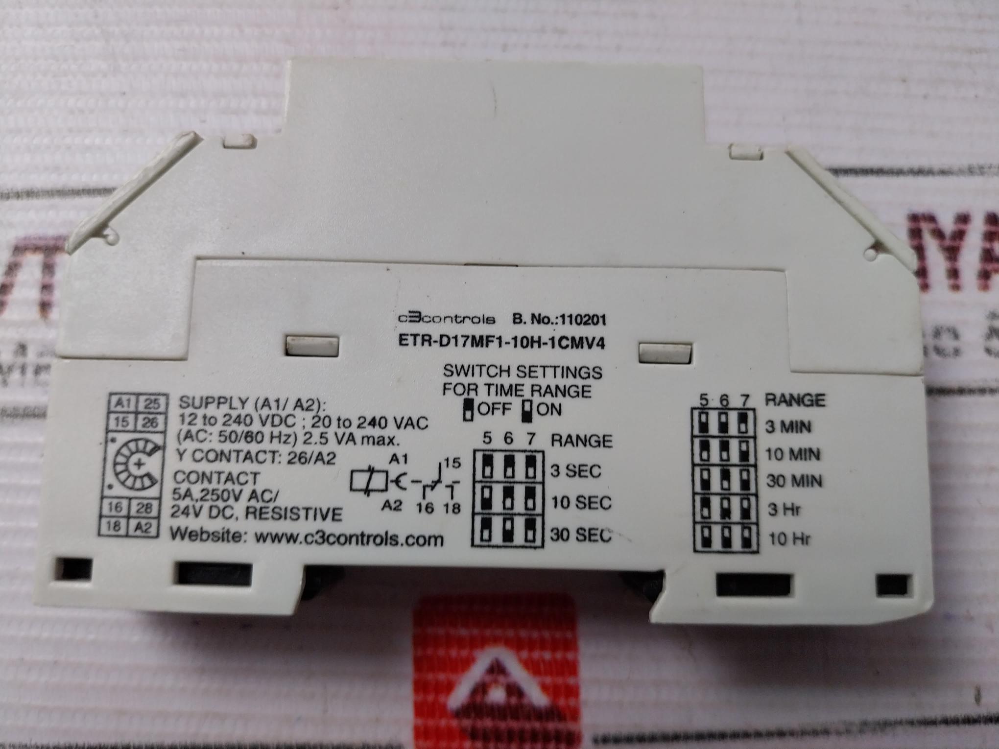 C3 Controls Etr-d17Mf1-10H-1Cmv4 Multifunction Timing Relay