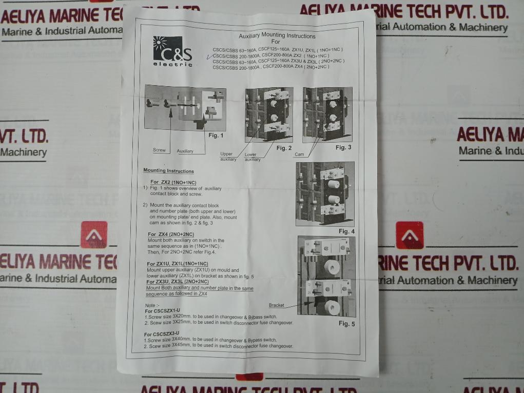 C&S Electric Auxiliary Mounting Set Cscs/Csbs 200-1800A Cscf200-800A