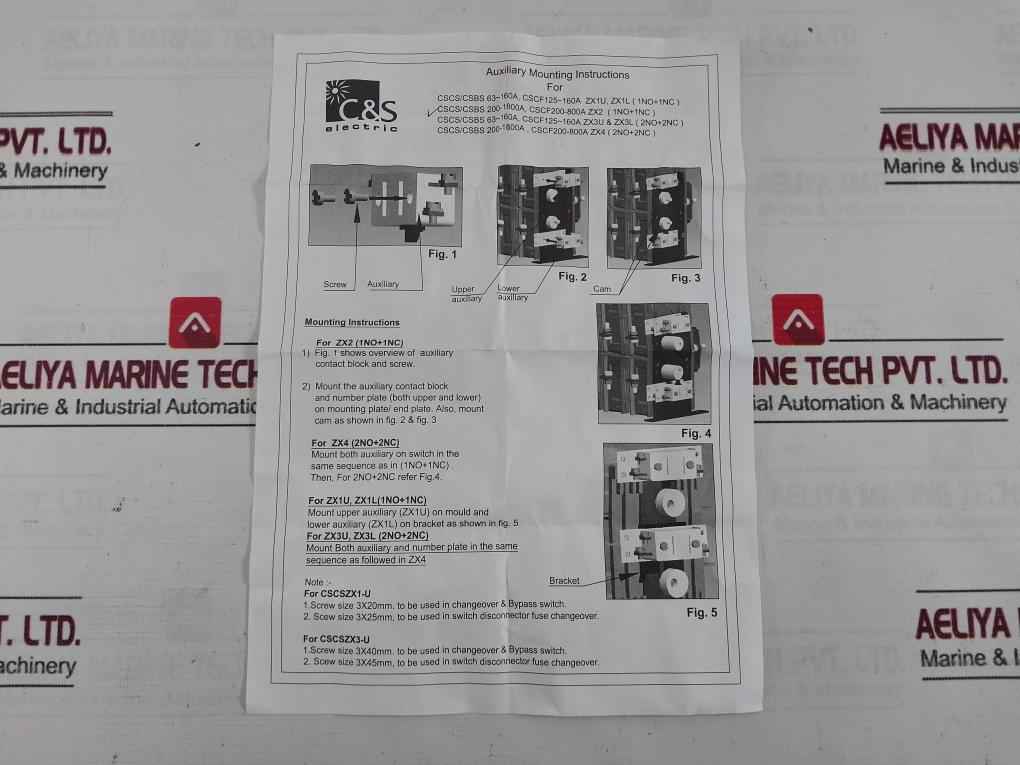 C&S Electric Cscszx2 Auxiliary Contact Set