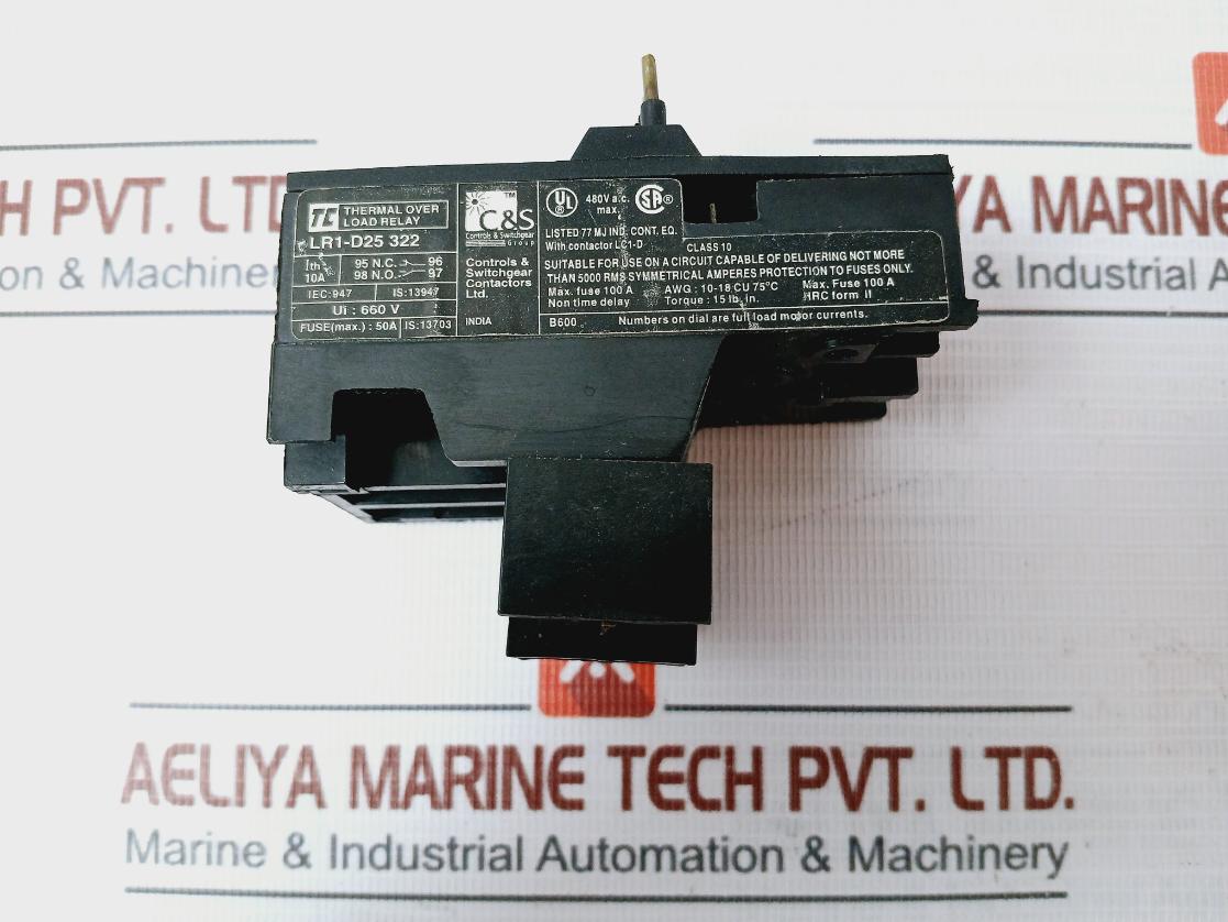 C&S Lr1-d25322 Thermal Overload Relay 10A 660V 480V Ac, 15Lb.In, 18-25A