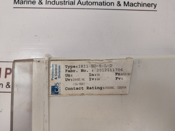 C&S Electric Iri1-eo-5-l-d Sensitive Earth Fault Protection Relay 24Vdc/Ac