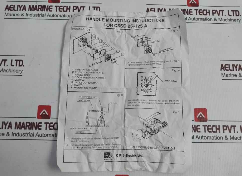 C&S Electric Cssd Zx-104 Handle Mounting Cssd 25-125 A
