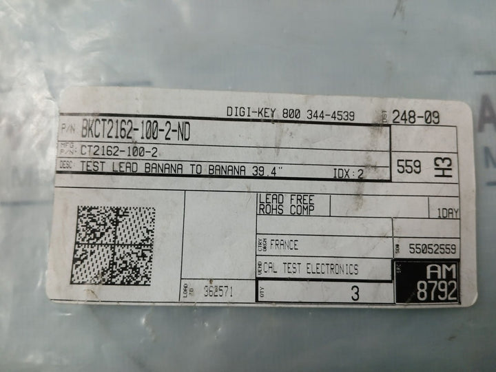 Cal Test Electronics Ct2162-100-2 Banana To Banana Test Lead 1000V 39.4