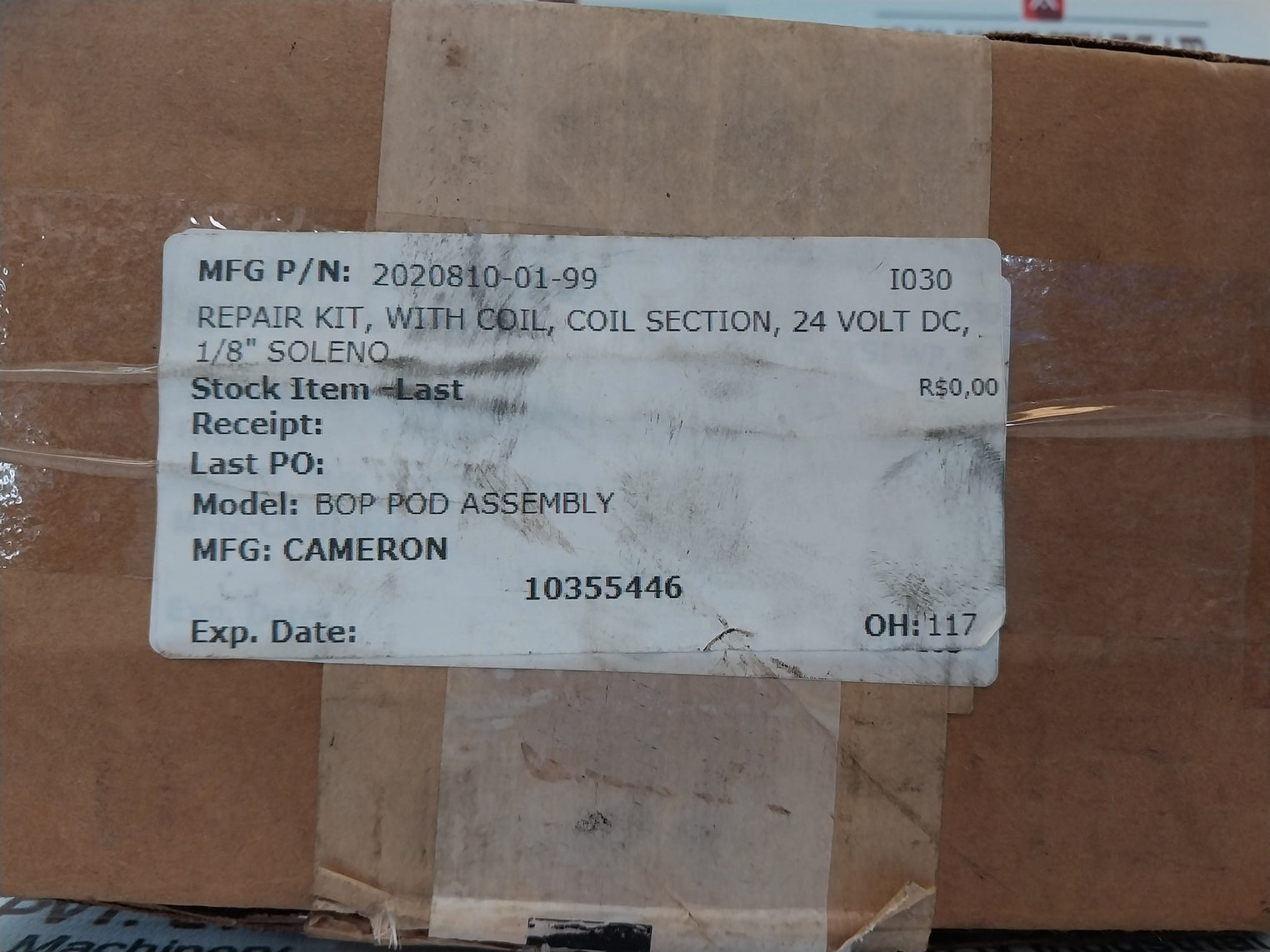 Cameron 2020810-01-99 Pressure Solenoid Valve Coil Repair Kit Rev.09