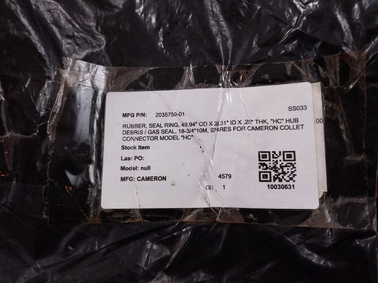 Cameron 2035759-01 Rubber Seal Ring 49.94" Od X 29.31" Id X .25" Thk