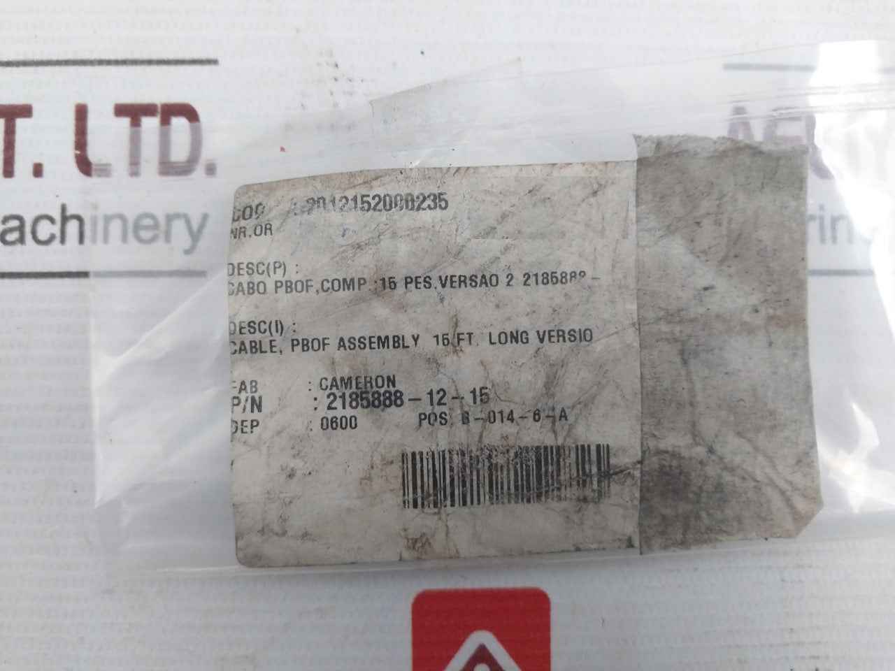 Cameron 2185888-12-15 Pbof Cable Assembly 15 Ft 092943 4 Meter