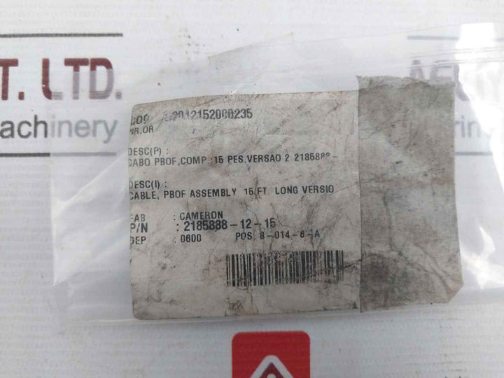 Cameron 2185888-12-15 Pbof Cable Assembly 15 Ft 092943 4 Meter
