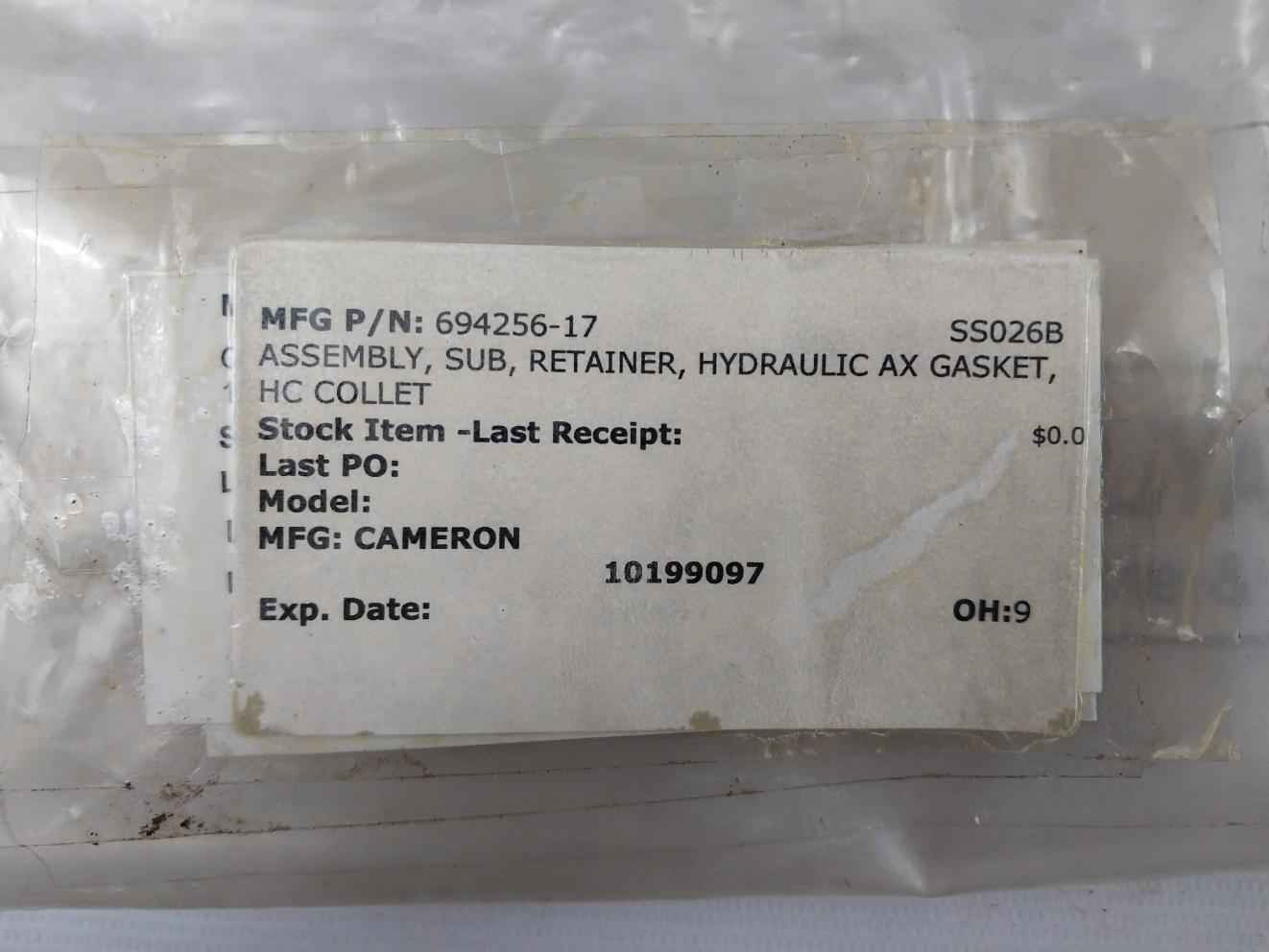 Cameron 694256-17 Hydraulic Ax Gasket Retainer Assembly 649210-02 Rev 01