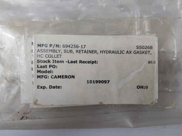 Cameron 694256-17 Hydraulic Ax Gasket Retainer Assembly 649210-02 Rev 01