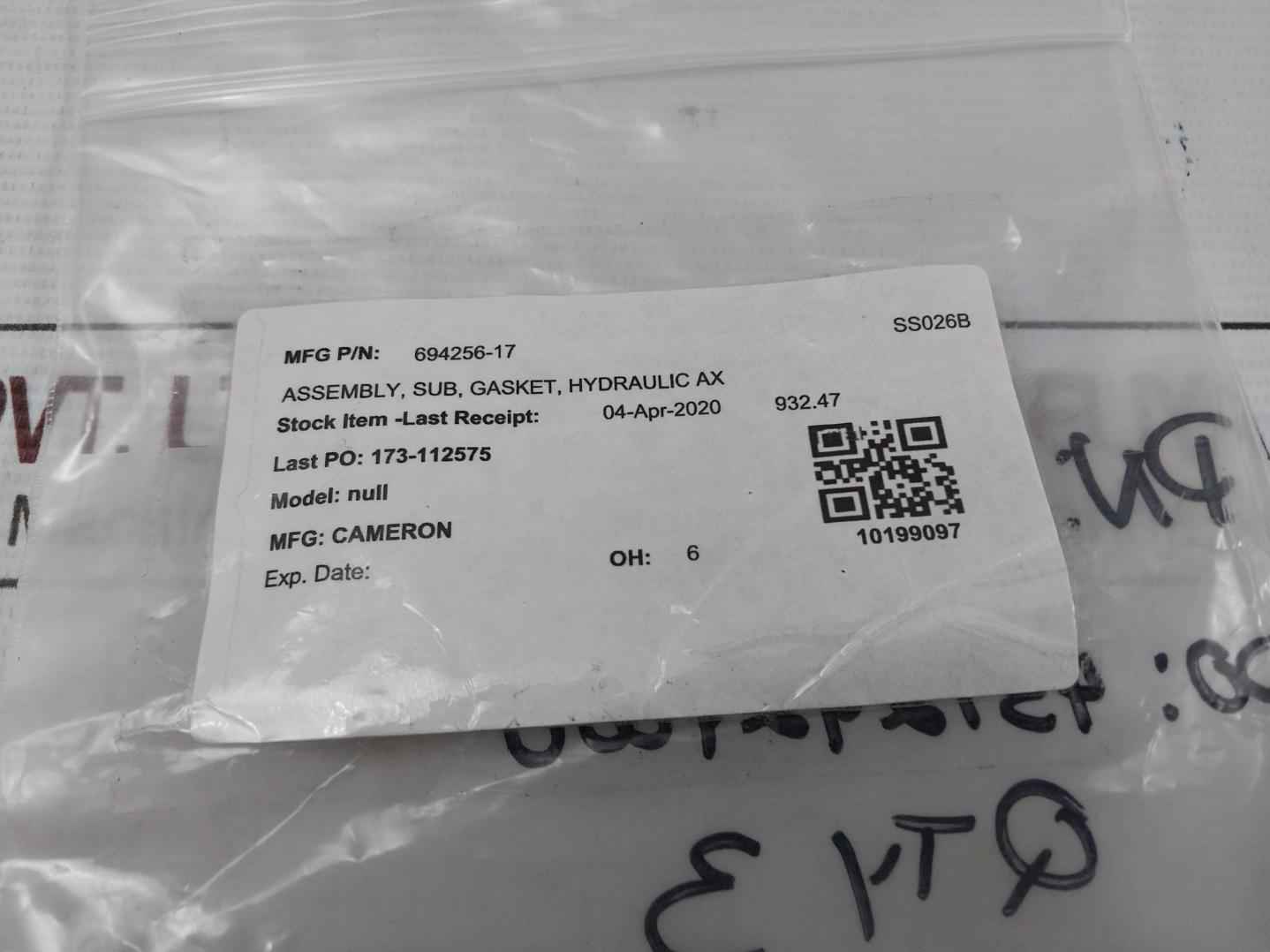 Cameron 694256-17 Hydraulic Ax Gasket Retainer Assembly Rev 05-at- A537