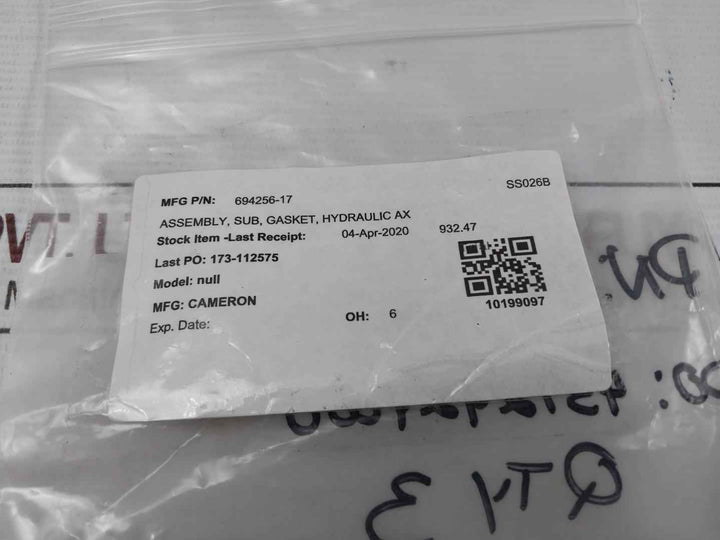 Cameron 694256-17 Hydraulic Ax Gasket Retainer Assembly Rev 05-at- A537