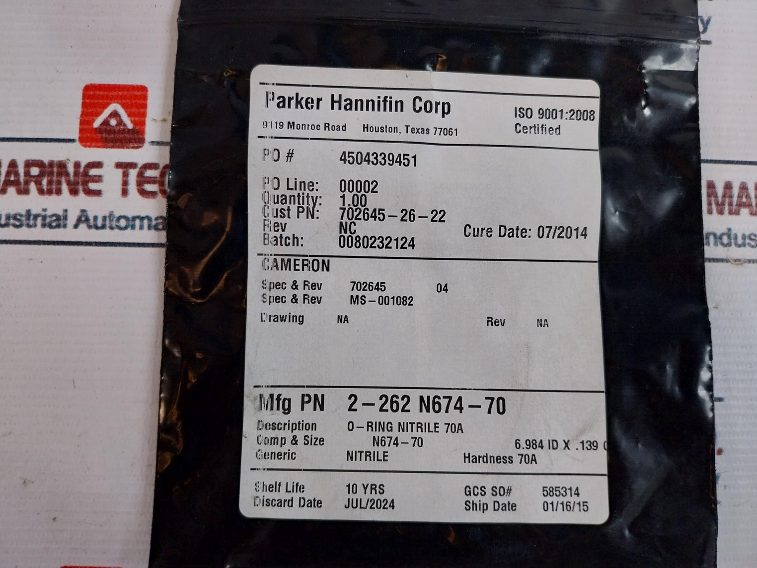 Cameron/ Parker 702645-26-22 O-ring 2-262 N674-70