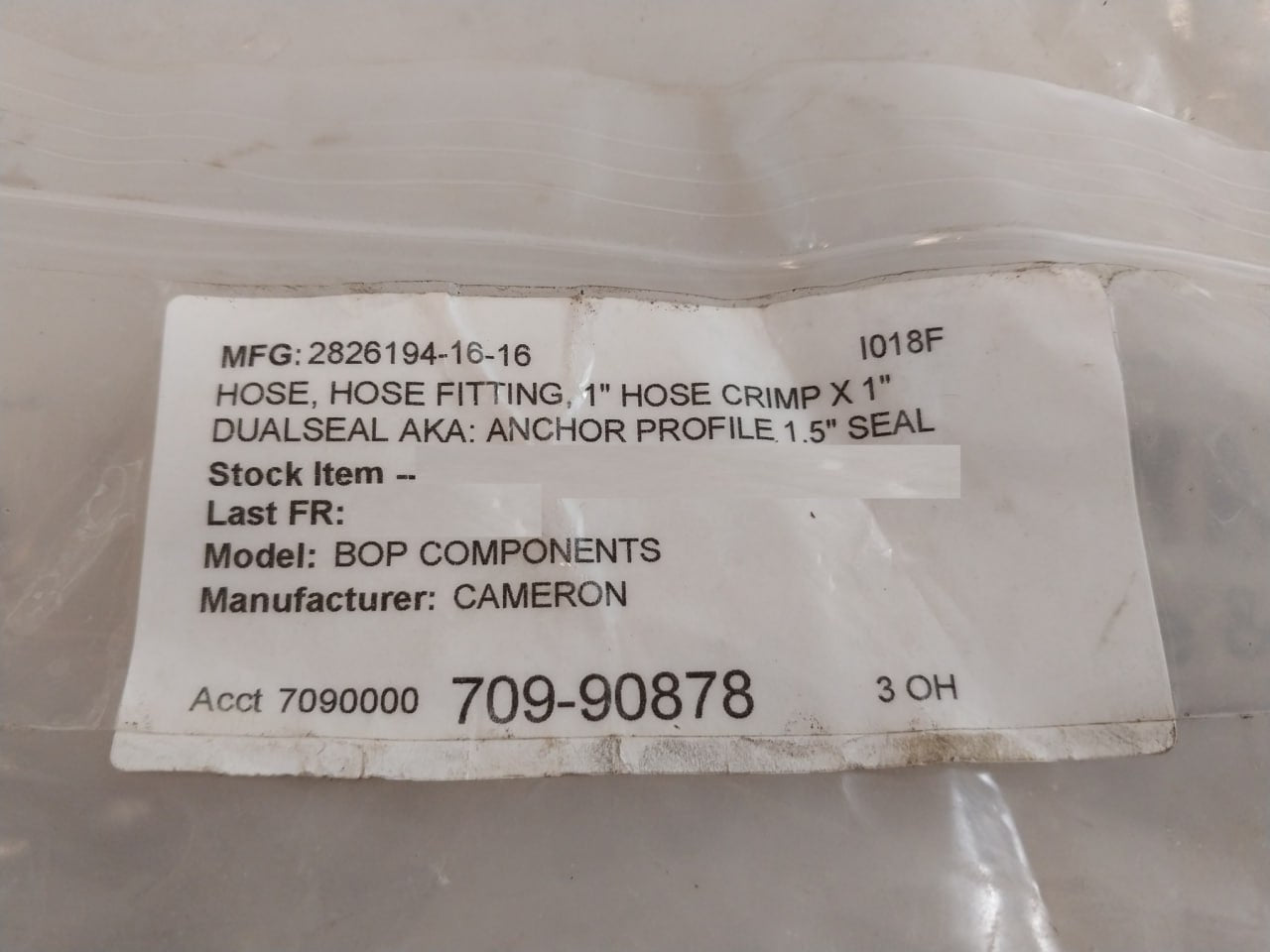 Cameron 137E3-16-16C-411 1.5” Seal Hose Fitting 2826194-16-16