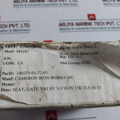 Cameron 140255-01-72-03 Seat Gate Valve 382438