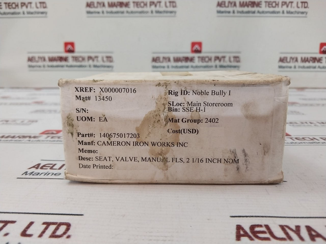 Cameron 140675-01-72-03 2 1/16 Inch Nom Manual Fls Seat Valve Rev.02