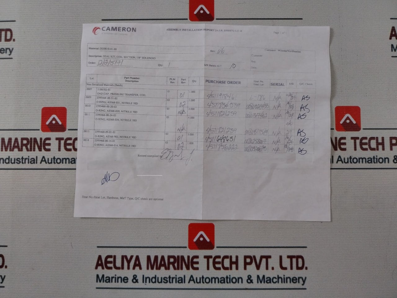 Cameron 2020810-01-88 Repair Kit With Coil 24V