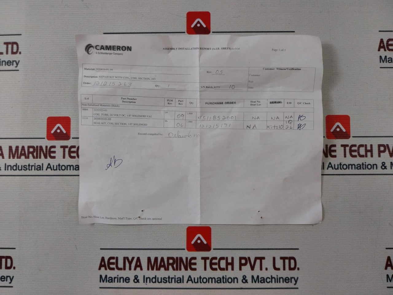 Cameron 2020810-01-88 Repair Kit With Coil 24V