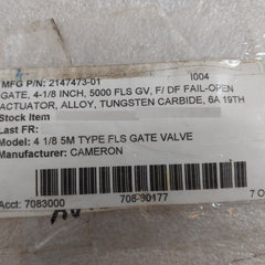 Cameron 2147473-01 Gate Valve 10007955 4 1/8 5M