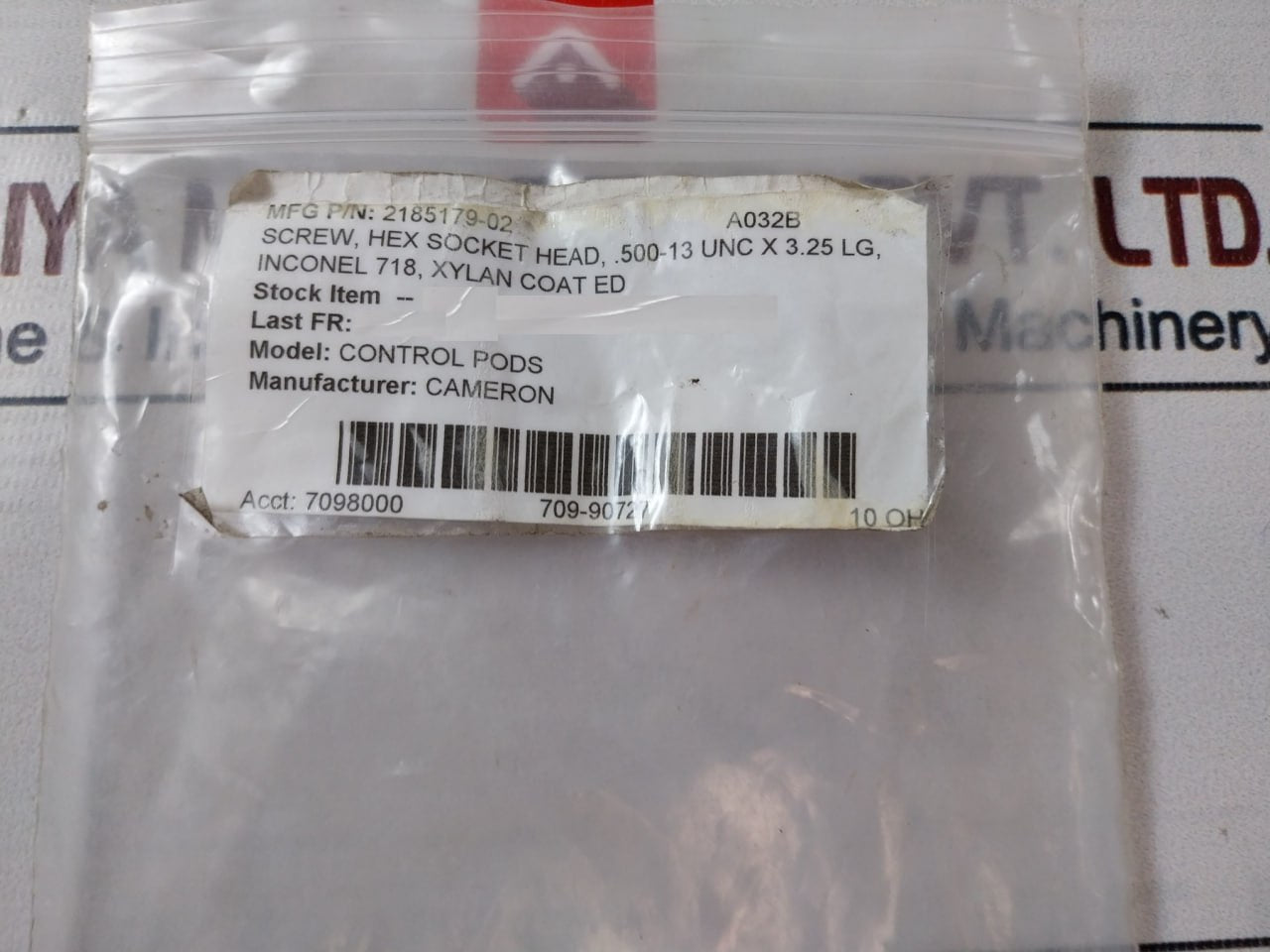 Cameron 2185179-02 Hex Socket Head Screws