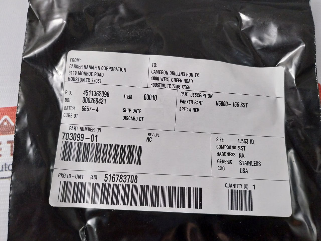 Cameron 2390581-01-99 Drg Valve Seal Ring Repair Kit 2378256-01