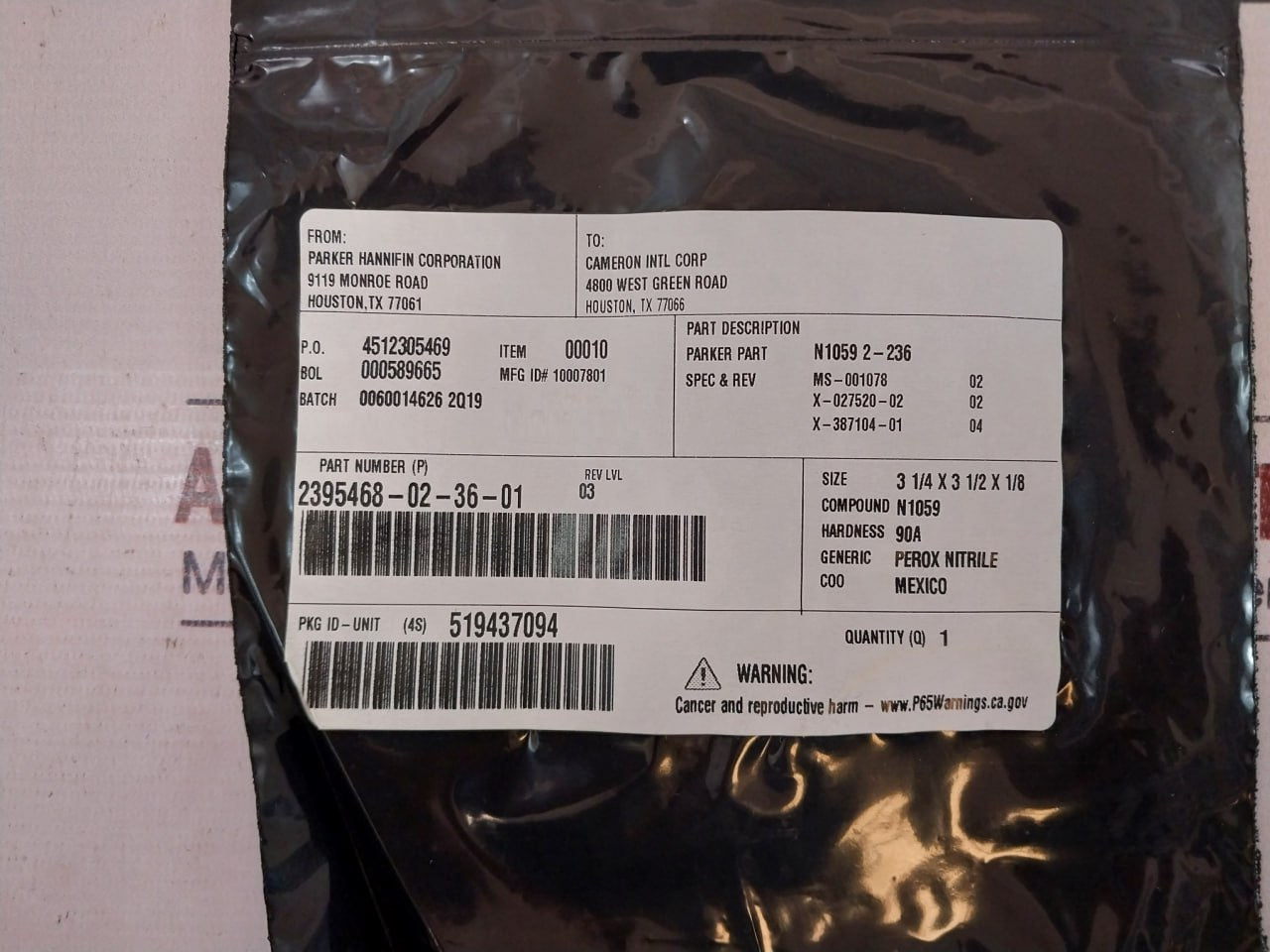 Cameron 2408830-24-01-99 Valve Repair Kit 2408831-01