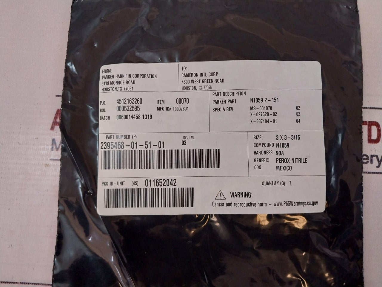 Cameron 2408830-24-01-99 Valve Repair Kit 2408831-01