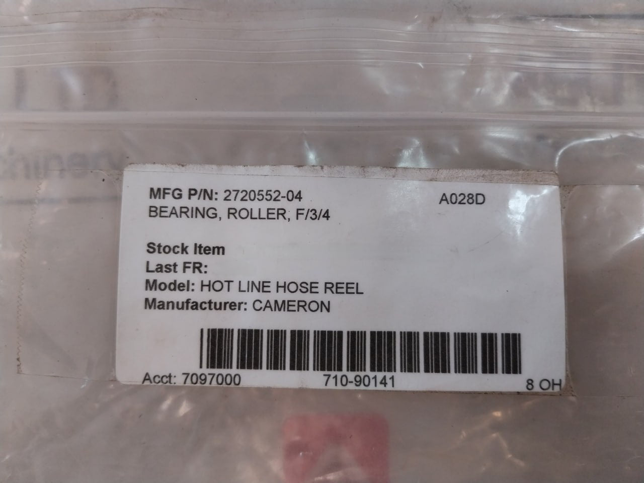 Cameron 2720552-04 Hot Line Hose Reel Bearing Roller F/3/4