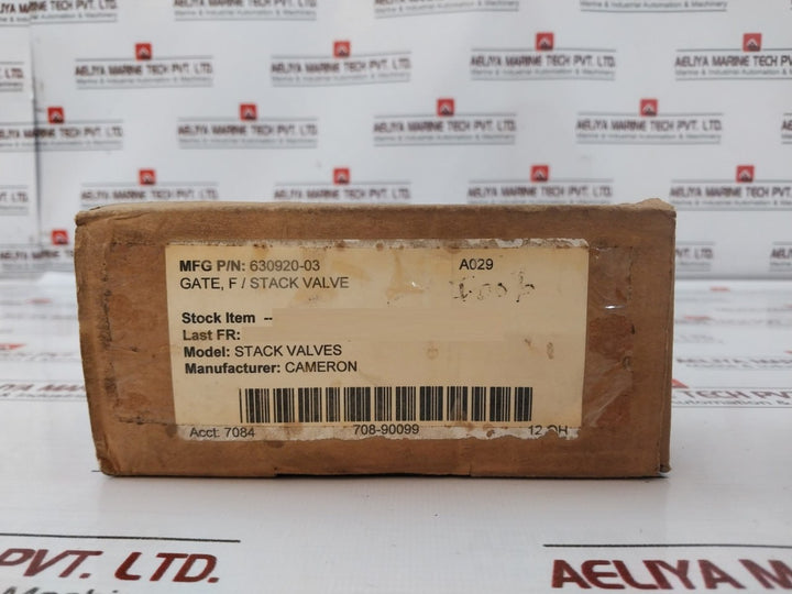 Cameron 630920-03 F/Stack Valve Gate 3-1/6 Inch, 15K REV 01