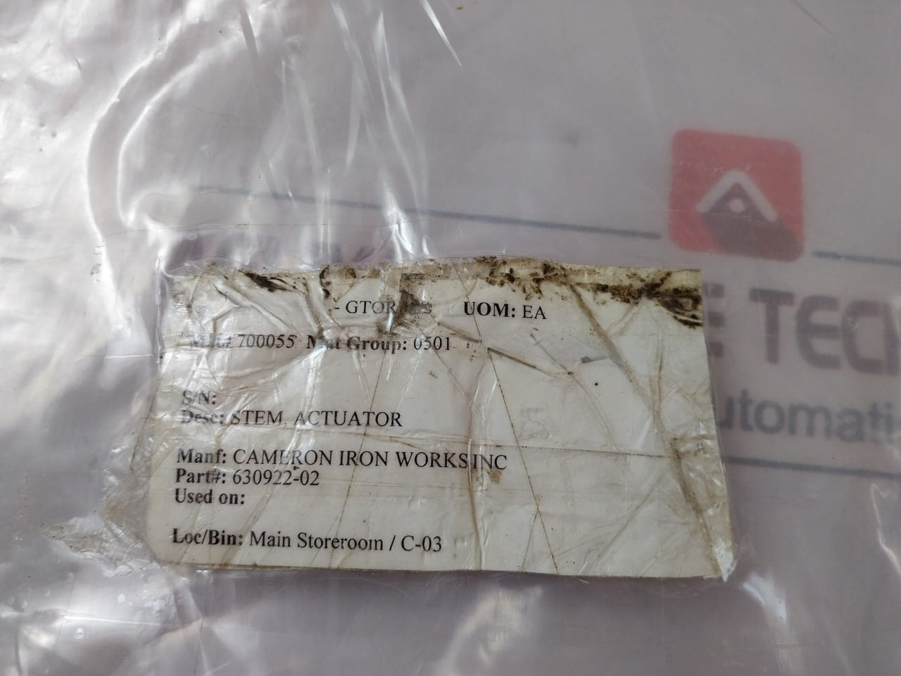 Cameron 630922-02 Stem Actuator Hn-lt2991ey13