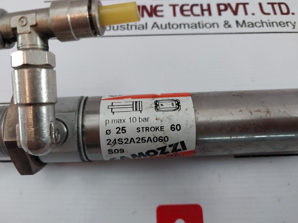 Camozzi 24S2A25A060 Pneumatic Cylinder Max Pressure 10 Bar 60Mm