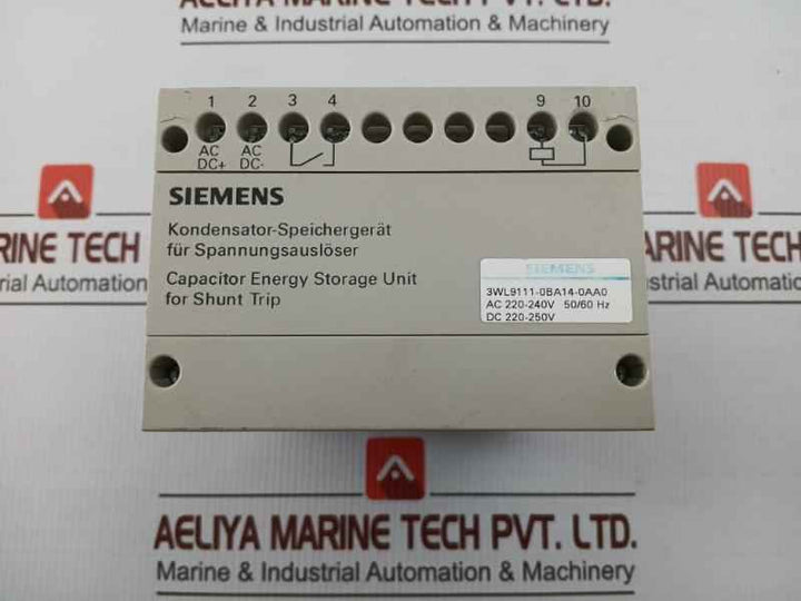 Capacitor Energy Storage Unit F/ Shunt Trip 50/60 Hz Siemens 3Wl9111-0Ba14-0Aa0