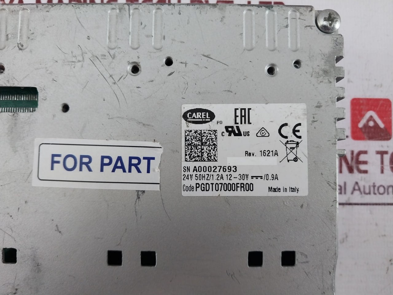 Carel Pgdt07000Fr00 Touch Display 24V 50Hz 1.2A 12-30V 0.9A (Not Working)