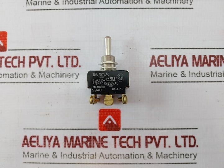 Carling 9940 Panel Switch 10A 250Vac 15A 125Vac 3/4Hp