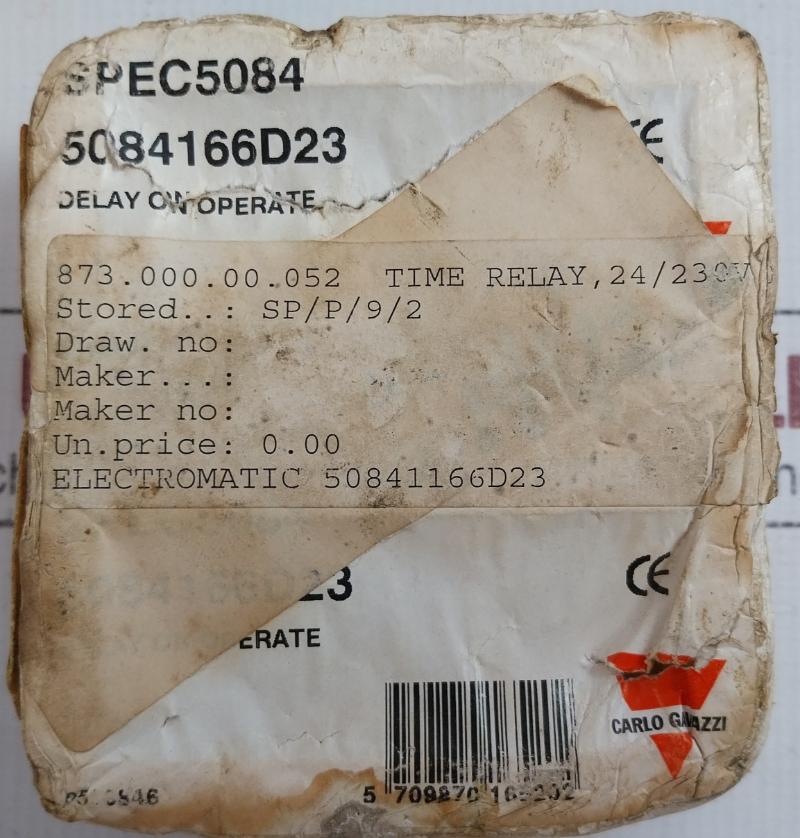 Carlo Gavazzi 50/60Hz Delay On Operate Time Relay 5084166D23