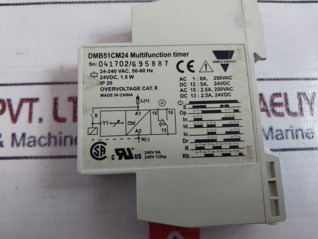 Carlo Gavazzi Dmb51Cm24 Multifunction Timer 0.1S-10H, 24-240 Vac, 50-60Hz