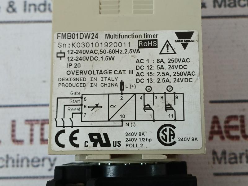 Carlo Gavazzi Fmb01Dw24 Multifunction Timer With Base Fmb01 10A 250V 240V 1/2 Hp