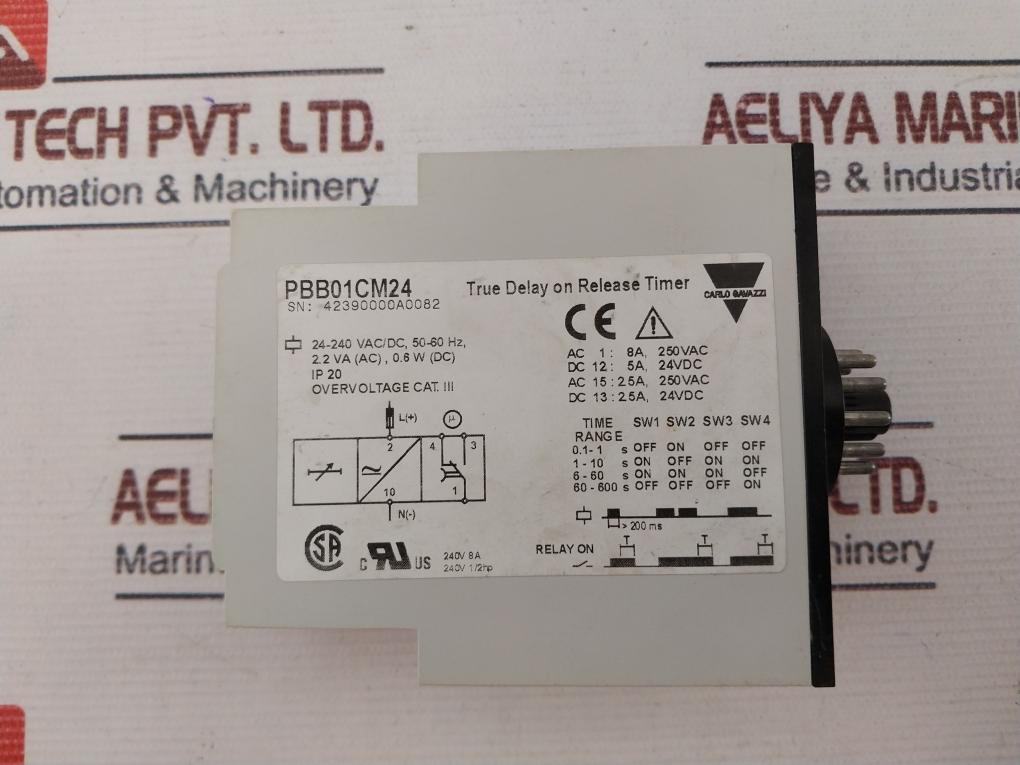 Carlo Gavazzi Pbb01Cm24 True Delay On Release Timer 5A 24-240 Vac/Dc, 50/60Hz