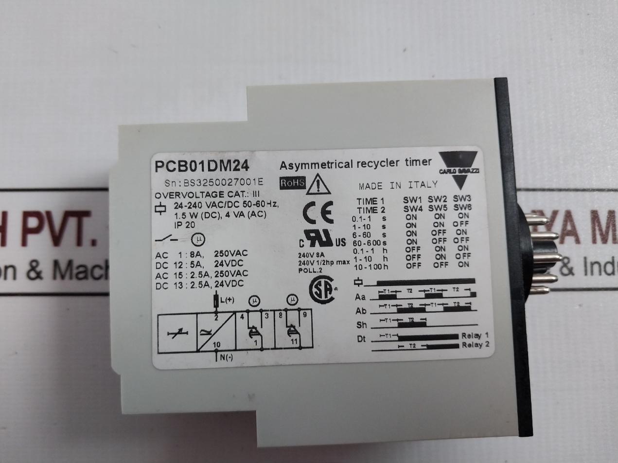 Carlo Gavazzi Pcb01Dm24 Asymmetrical Recycler Timer 24-240 Vac/Dc 50-60Hz Ip20