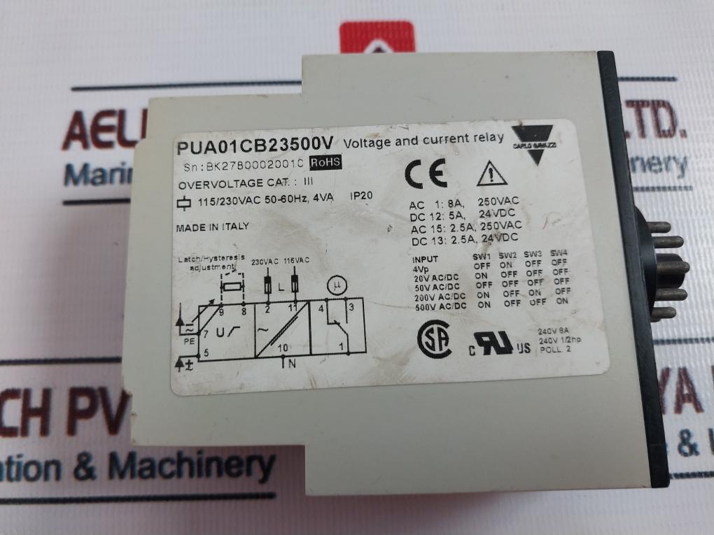 Carlo Gavazzi Pua01Cb23500V Voltage And Current Relay 115/230Vac 50-60Hz