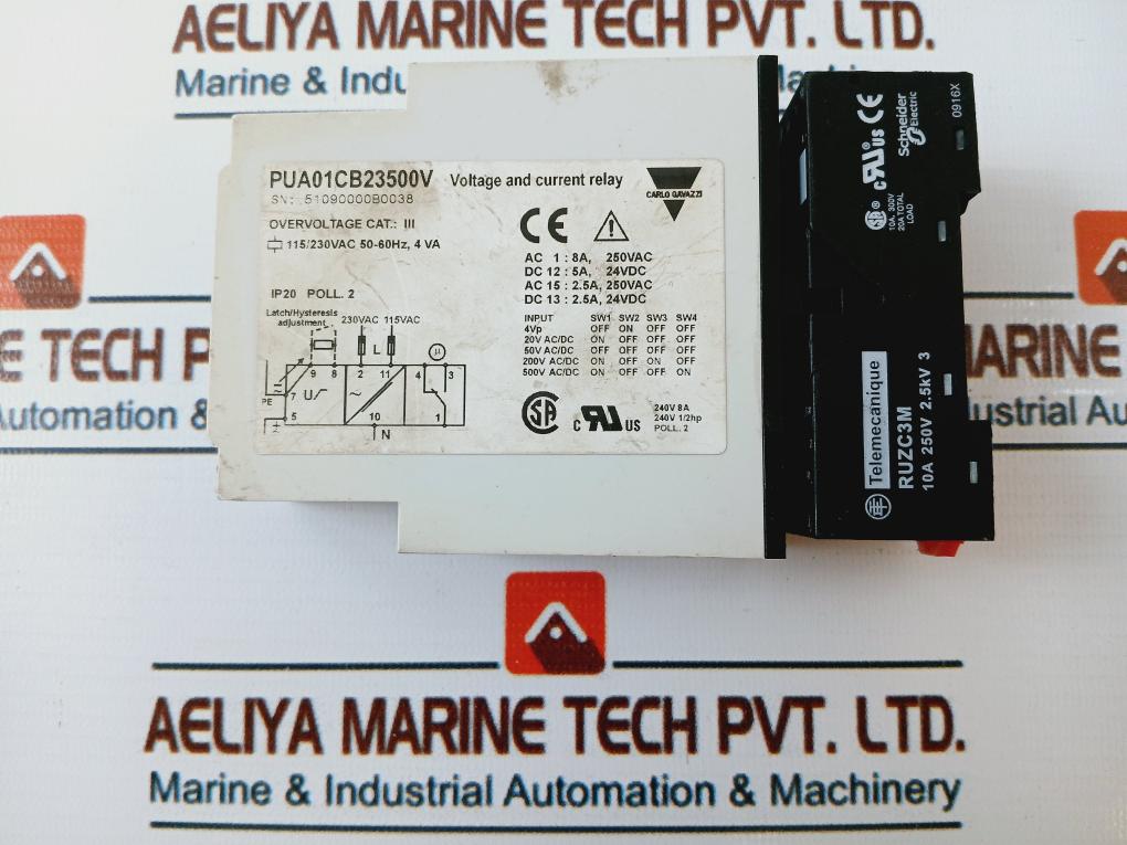 Carlo Gavazzi Pua01cb23500v Voltage & Current Relay W/ Base Ip20 50/60hz