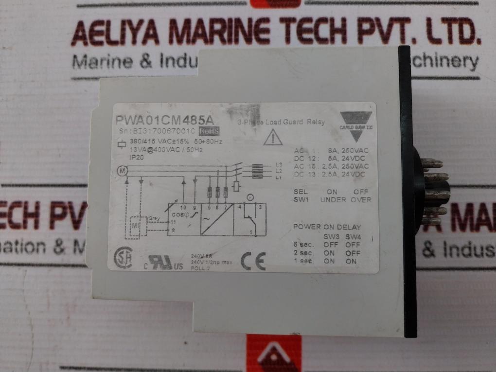 Carlo Gavazzi Pwa01Cm485A 3-phase Load Guard Relay 8A 400Vac/ 50Hz