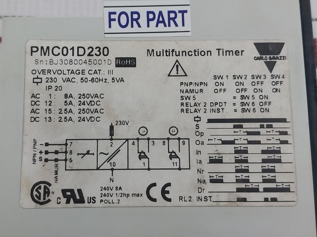 Carlo Gavazzi Pmc01D230 Multi-function Time Delay Relay 230 Vac